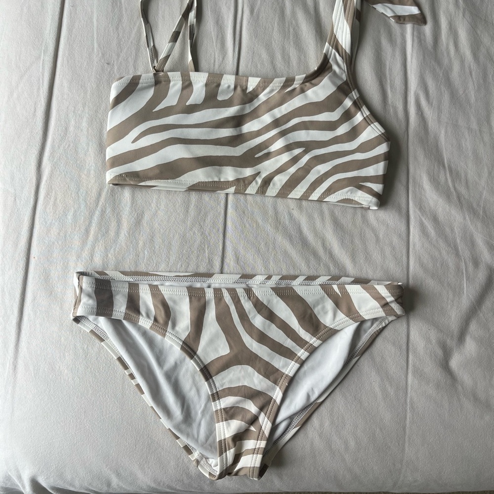 Michael Kors Zebra Print Bikini Set - Brown and White